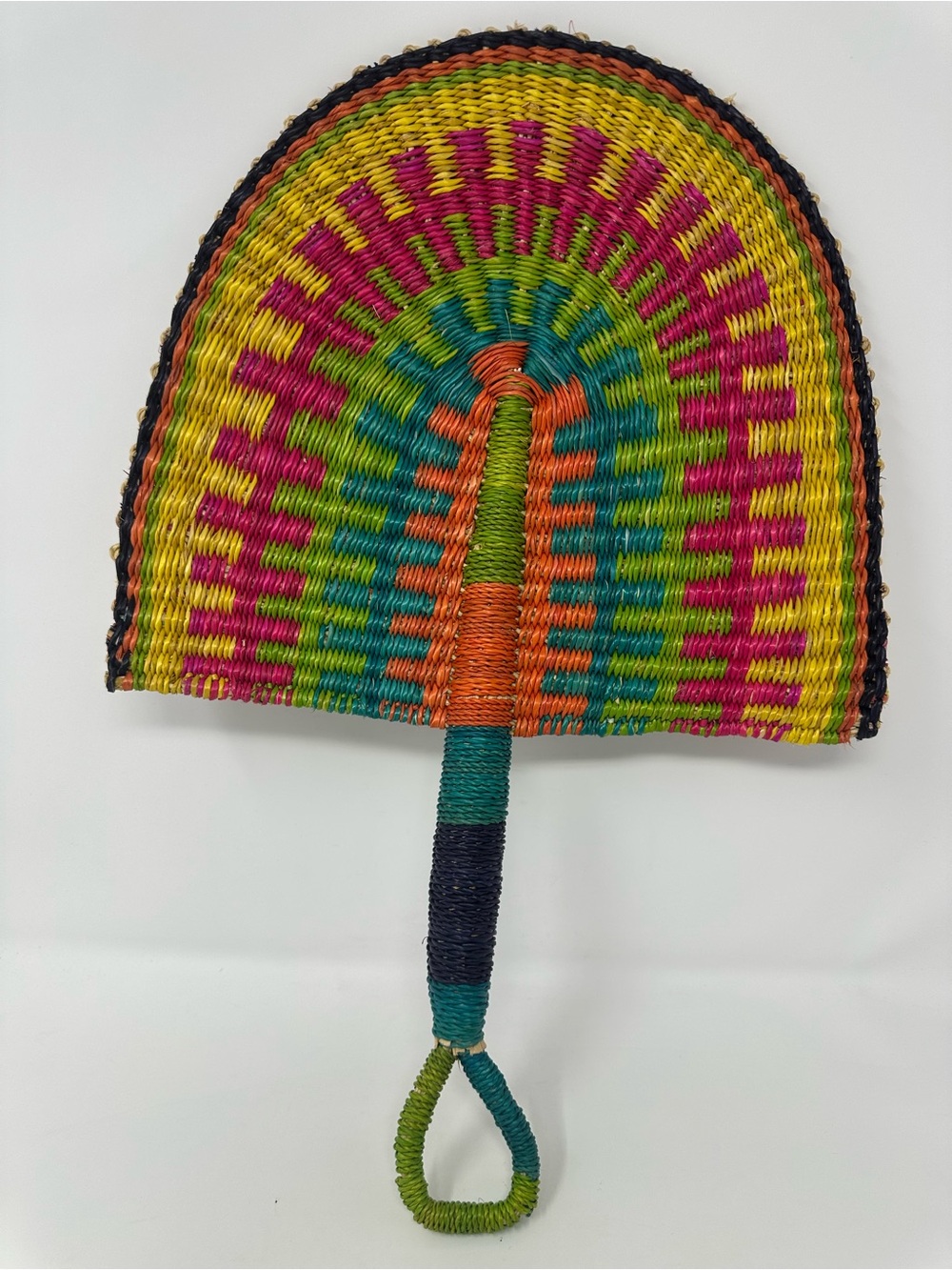 Authentic African Handwoven Grass Straw Bolga Fan Hand Boho Wall Decor NEW